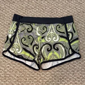 Stylish Black and Green Patterned Women's Athletic Shorts - Women’s Medium